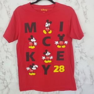 DISNEY Mickey Mouse T-Shirt Short Sleeve Red Top S